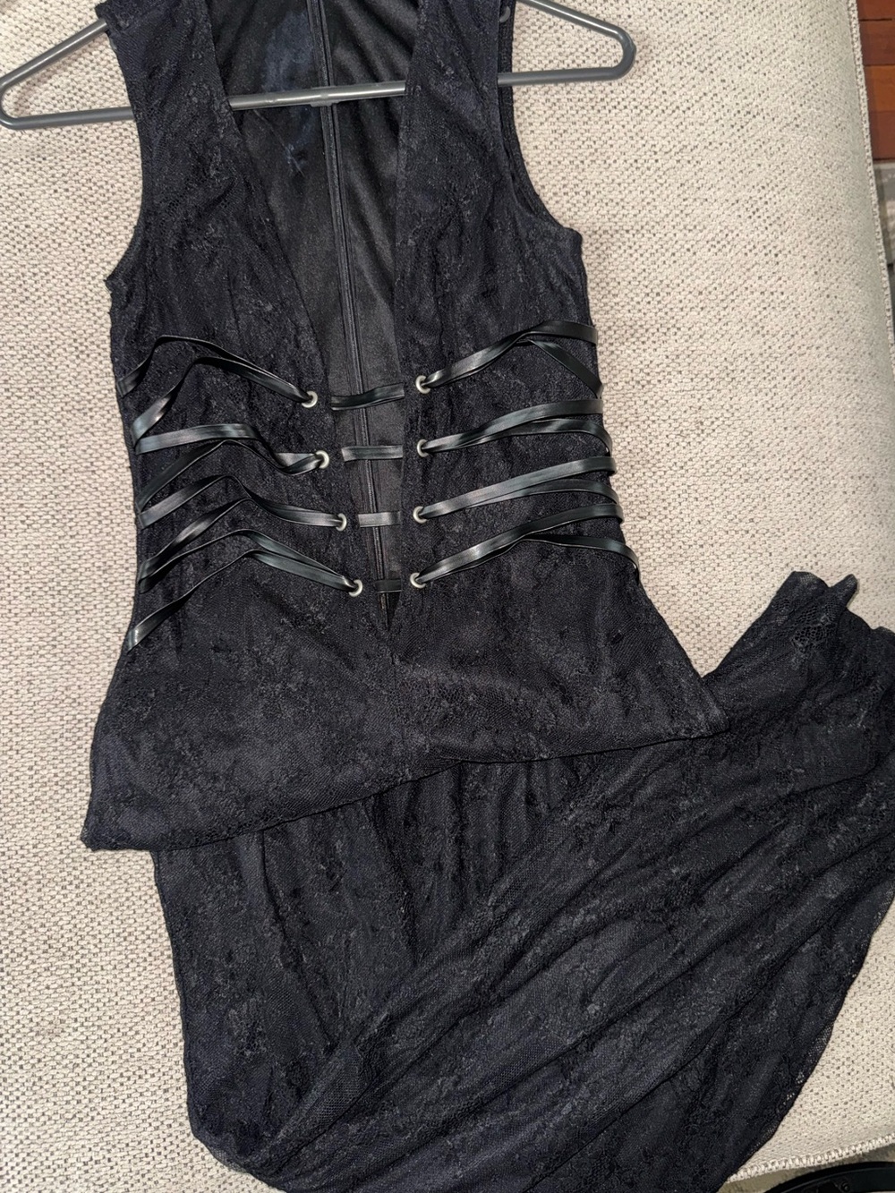 Fashion Nova Black Lace Corset-Detail Jumpsuit